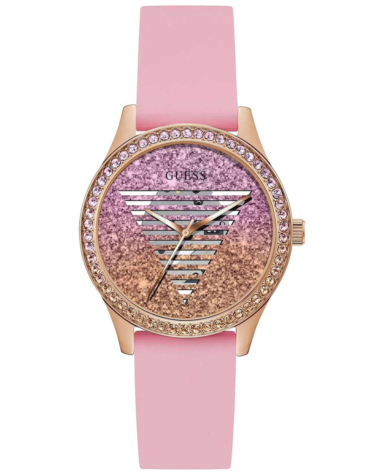 Guess Guess Lady Idol GW0530L4  GW0530L4 кварцевые женские часы розовый циферблат, браслет силикон — вид спереди