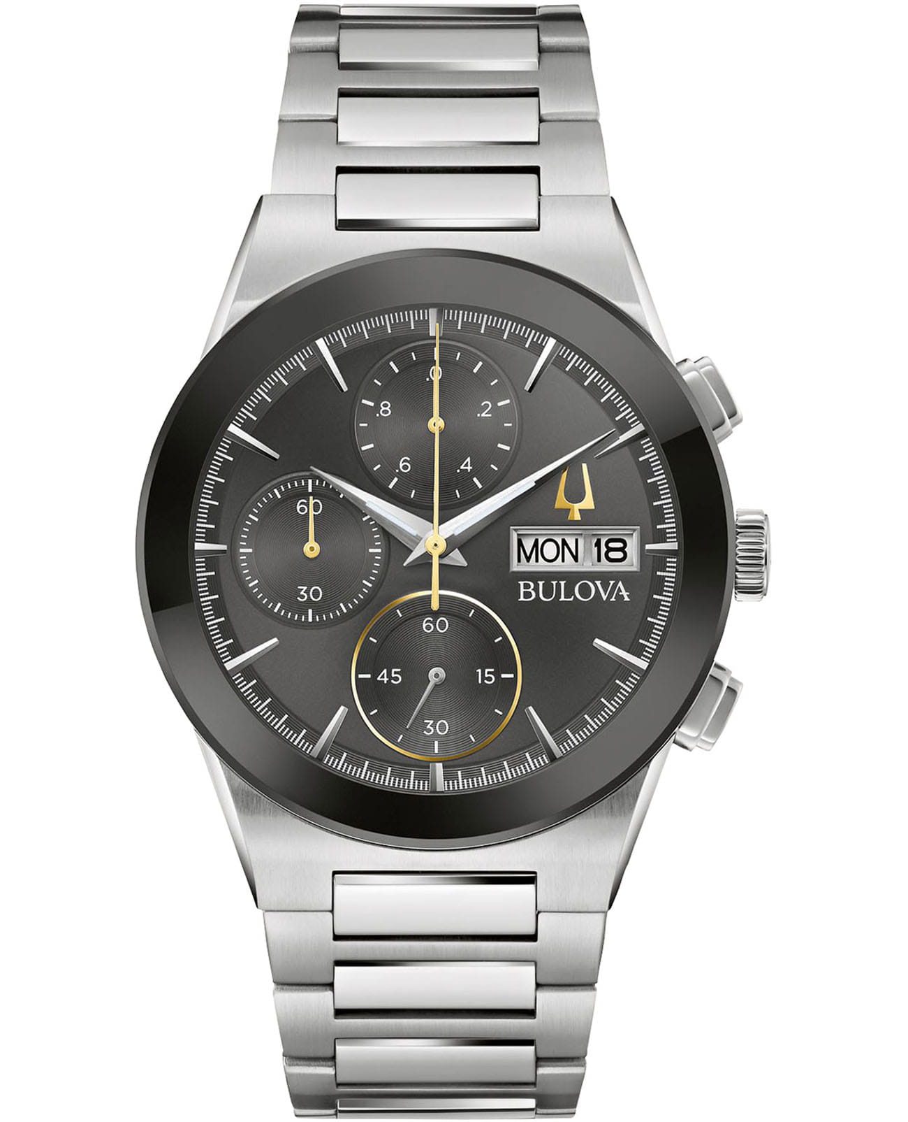 Bulova Bulova Millennia 96C149  96C149 кварцевые мужские часы черный циферблат, браслет нержавеющая сталь — вид спереди