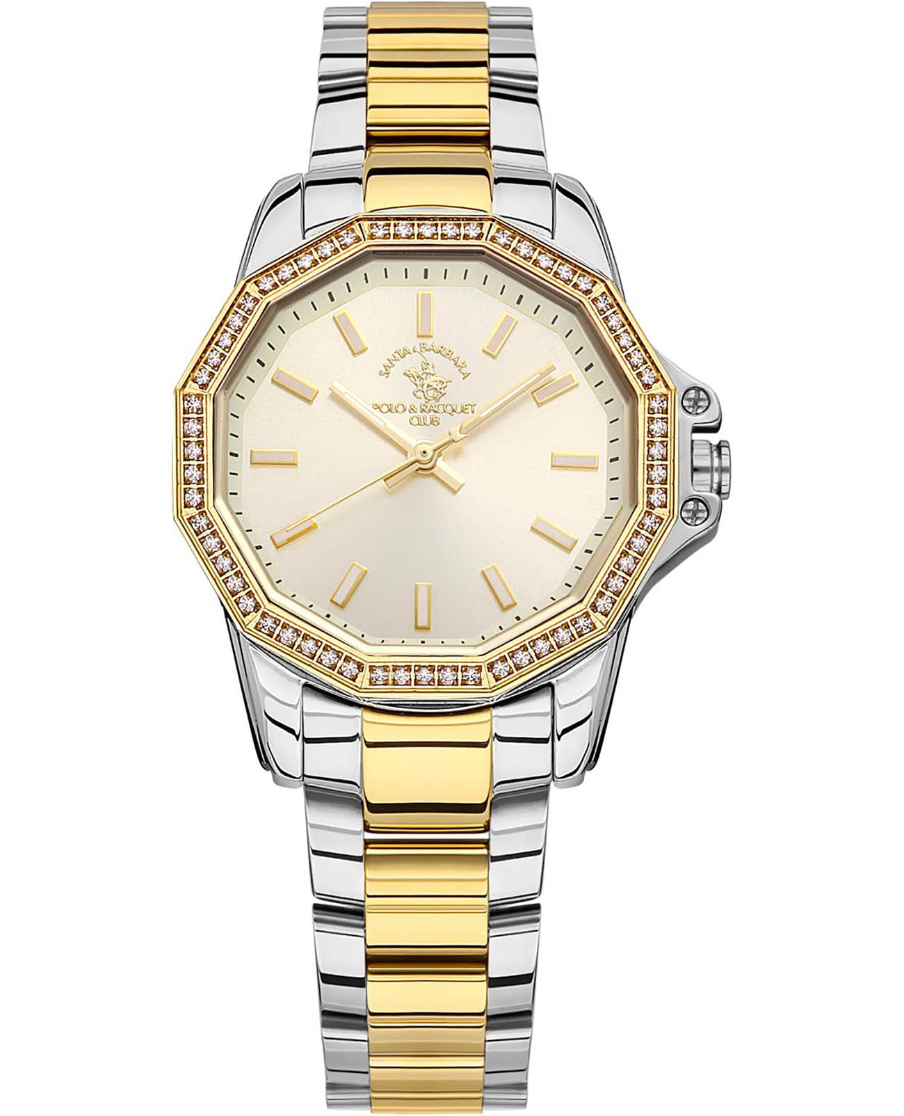 Santa Barbara Polo & Racquet Club Santa Barbara Polo & Racquet Club Unique SB.1.10491-4  SB.1.10491-4 кварцевые женские часы золотой циферблат, браслет нержавеющая сталь с ip-покрытием — вид спереди