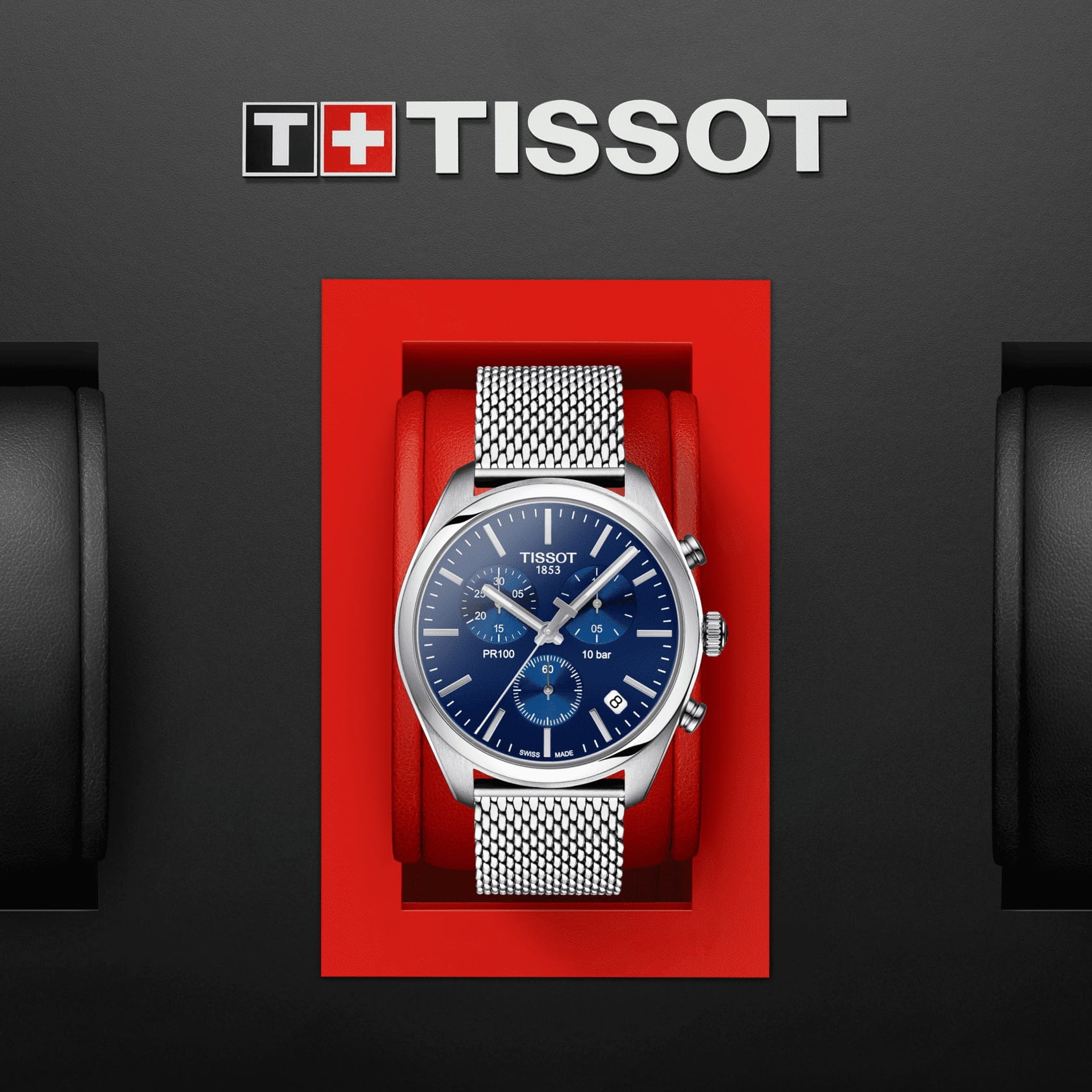 Tissot Tissot PR 100 Сhronograph T101.417.11.041.00, t-classic швейцария мужские часы на браслете нержавеющая сталь боковой вид