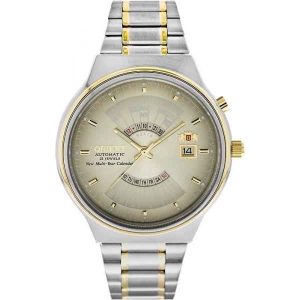 Orient Orient EU00000U (FEU00000U)  FEU00000U механические мужские часы желтый циферблат, браслет  — вид спереди