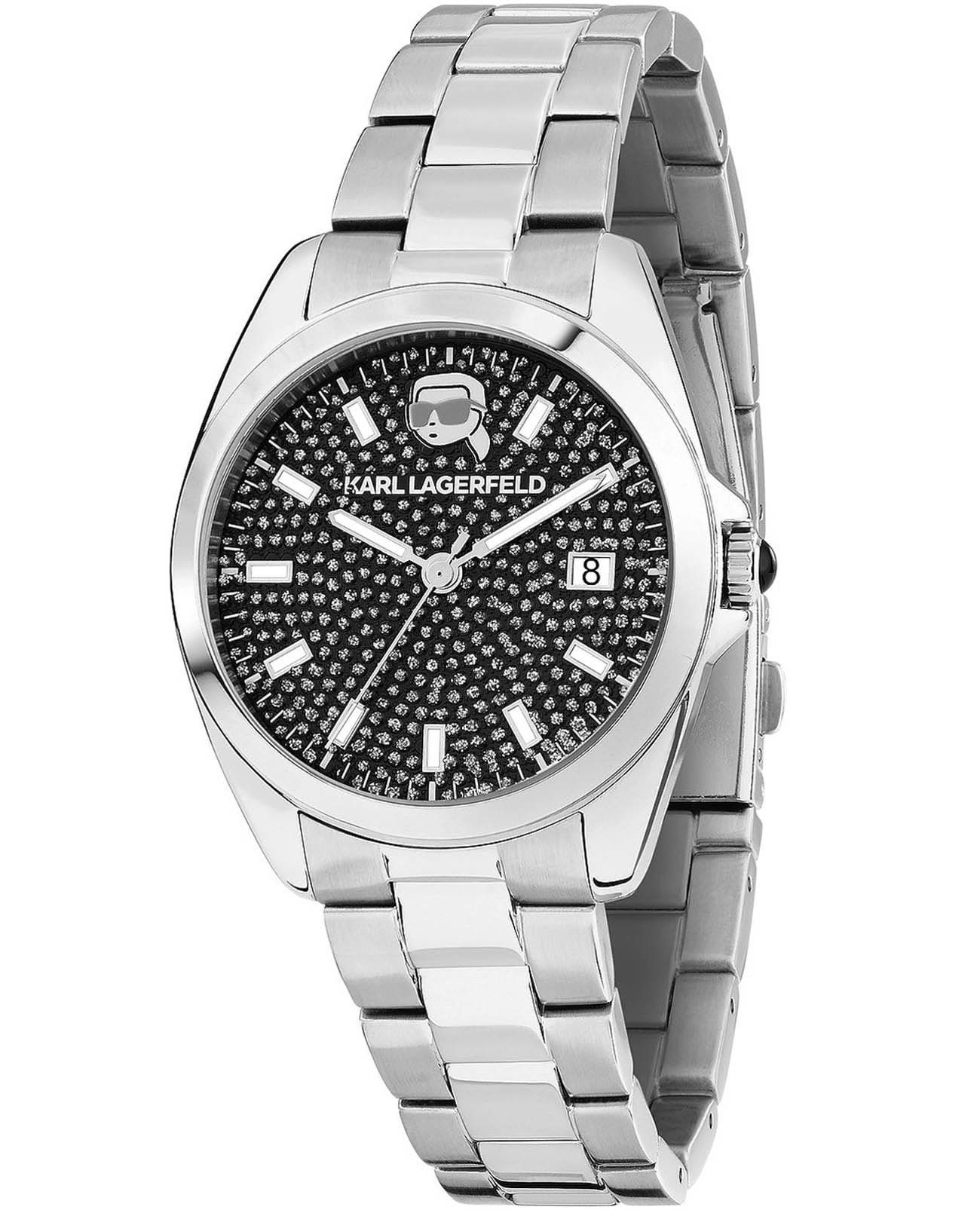 Karl Lagerfeld Karl Lagerfeld Round Essentials R0553101515  R0553101515 кварцевые женские часы черный циферблат, браслет нержавеющая сталь — вид спереди