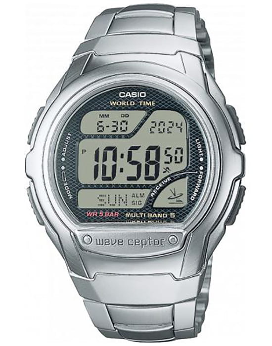 Casio CASIO  WV-58RD-1A  WV-58RD-1AEF кварцевые мужские часы черный циферблат, браслет нержавеющая сталь — вид спереди
