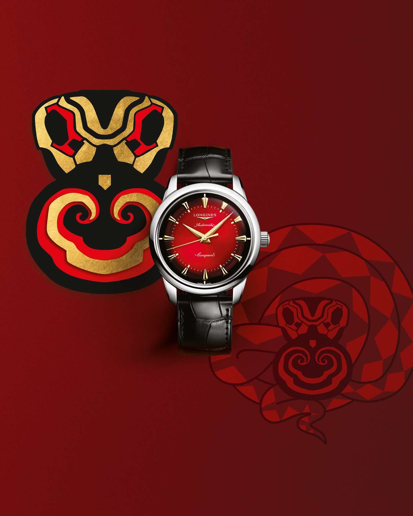 Longines Longines Heritage Classic L1.651.4.09.2 мужские красный циферблат на запястье