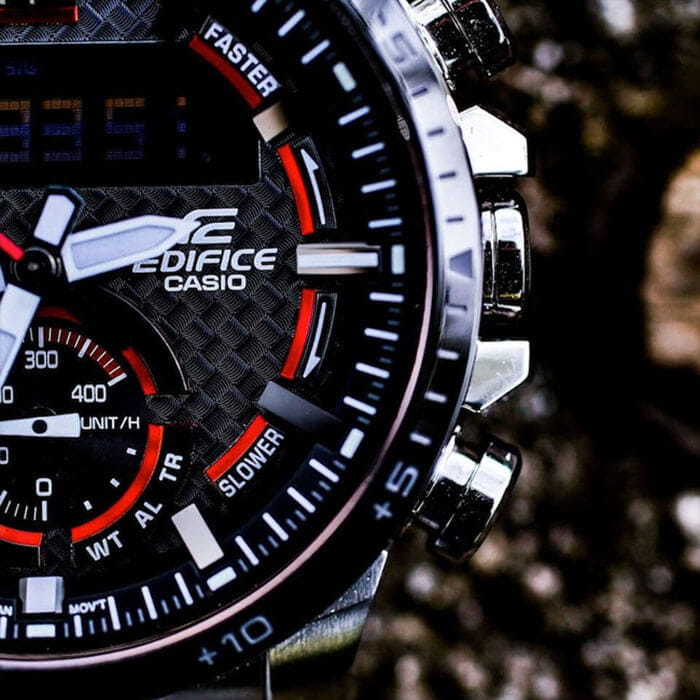 Casio Casio Edifice ECB-800DB-1A, edifice япония мужские часы на браслете нержавеющая сталь боковой вид