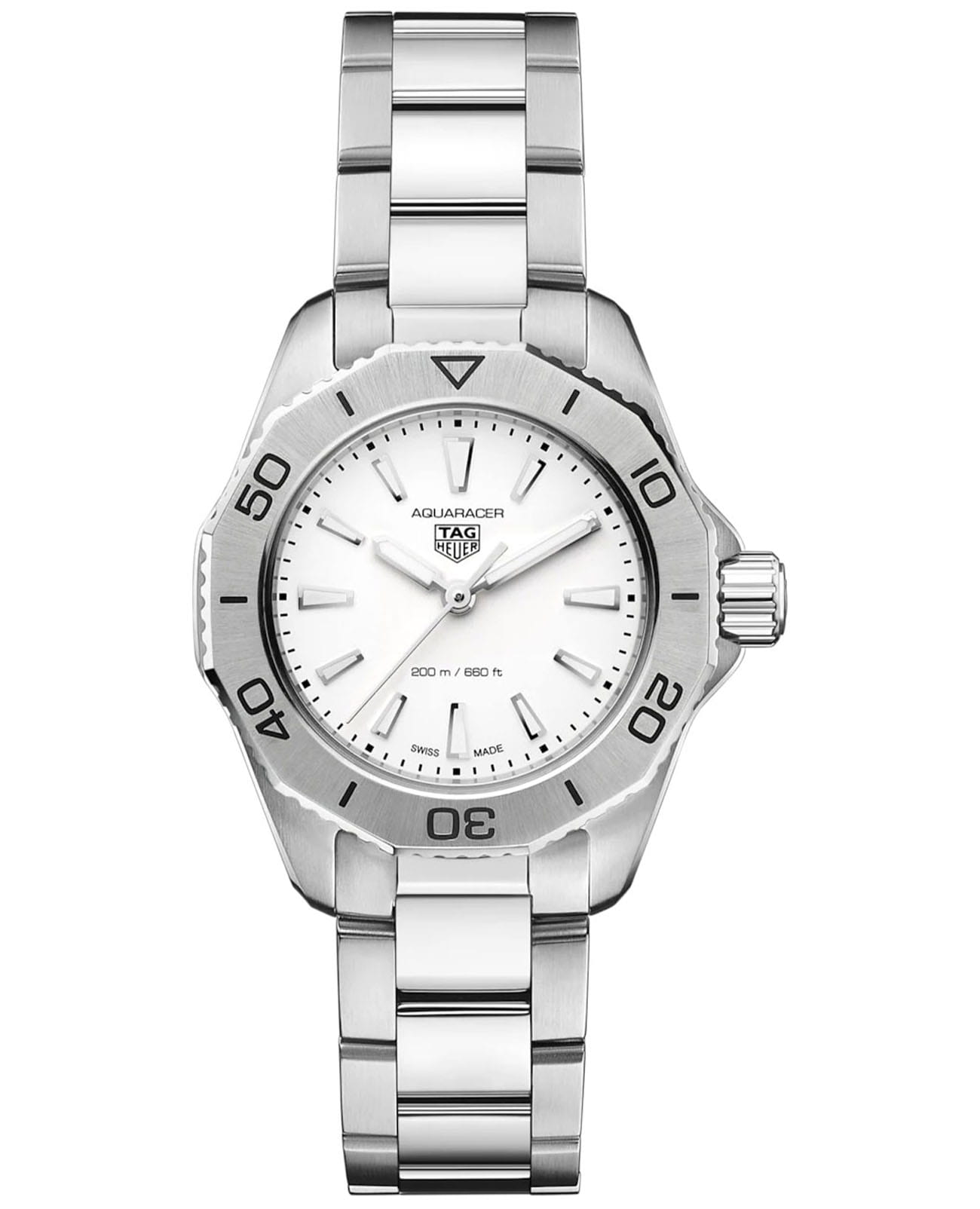 TAG Heuer TAG Heuer Aquaracer Professional 200 WBP1411.BA0622  WBP1411.BA0622 кварцевые женские часы белый циферблат, браслет нержавеющая сталь — вид спереди