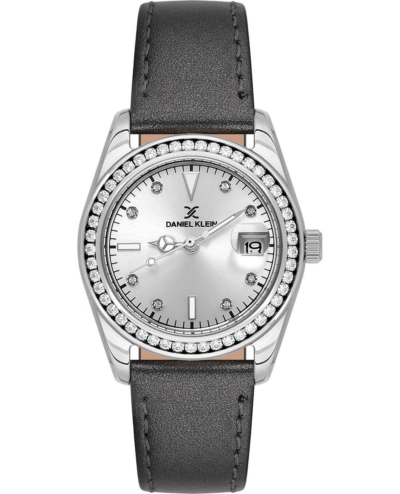 Daniel Klein Daniel Klein Premium DK.1.13714-1  DK.1.13714-1 кварцевые женские часы серебристый циферблат, браслет кожаный — вид спереди