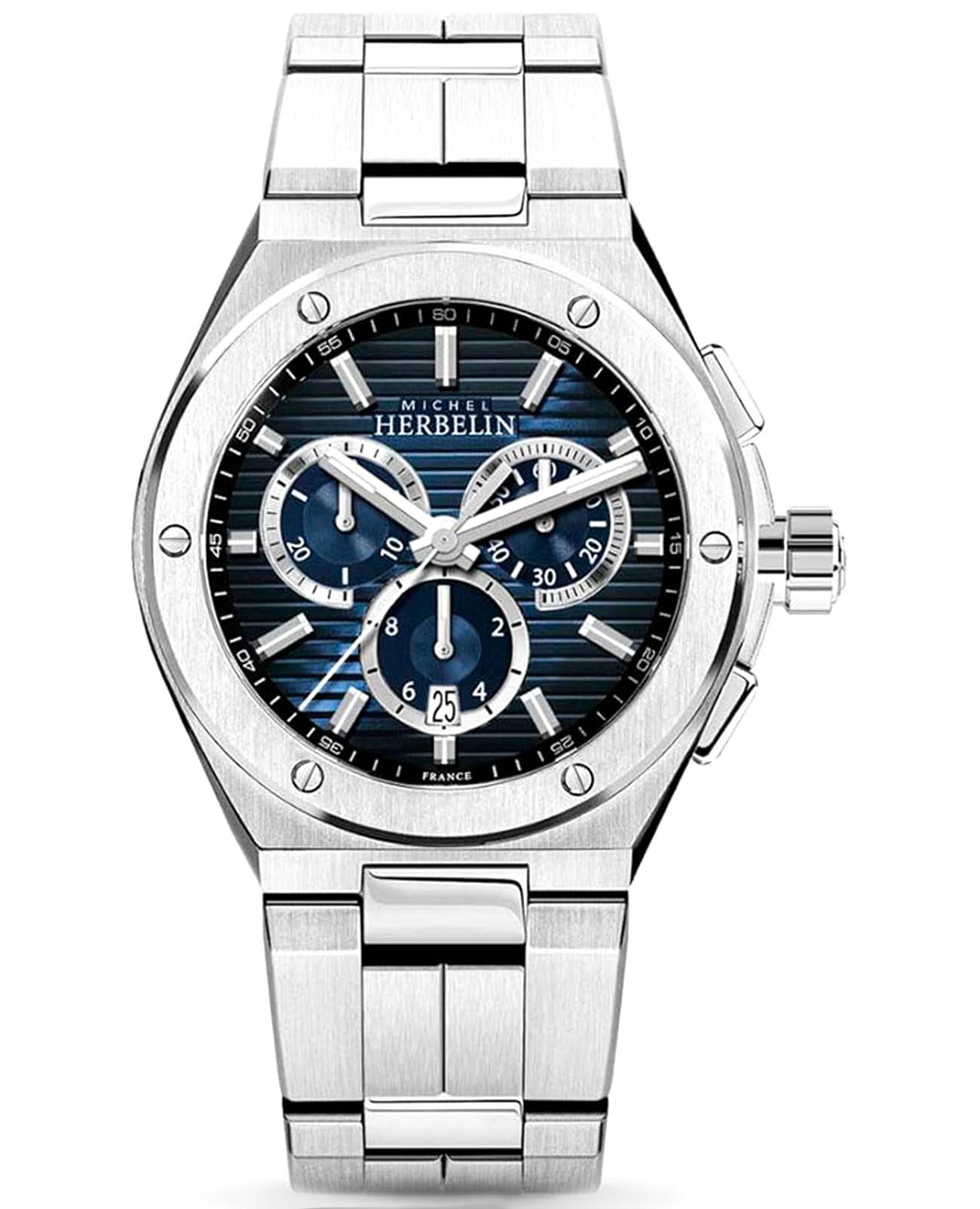 Herbelin Herbelin Cap Camarat 37645B15  37645B15 кварцевые мужские часы синий циферблат, браслет нержавеющая сталь — вид спереди