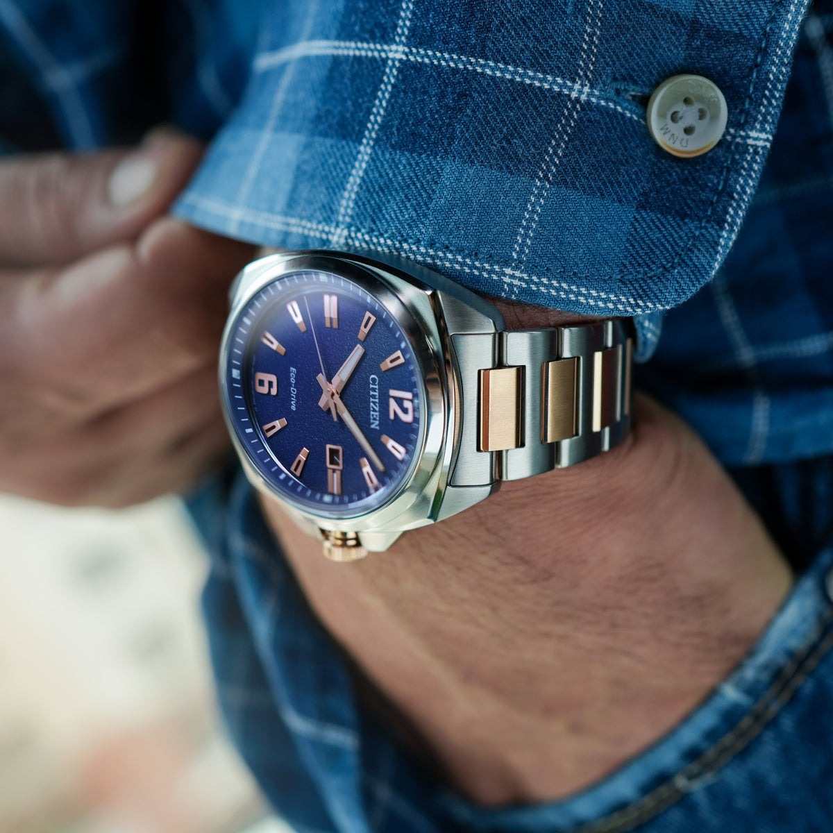 Citizen Citizen Eco-Drive AW1726-55L кварцевые мужские часы часы крупный план синий циферблата