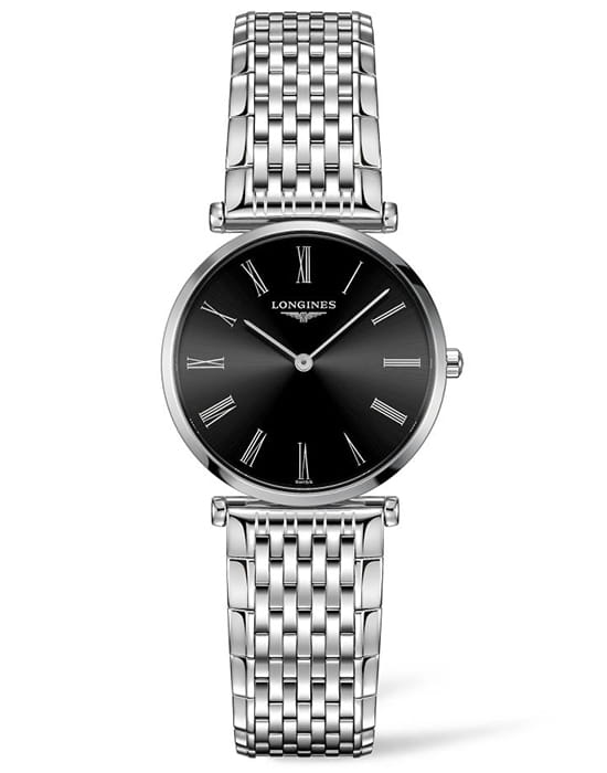 Longines Longines La Grande Classique L4.512.4.51.6  L45124516 кварцевые женские часы черный циферблат, браслет нержавеющая сталь — вид спереди