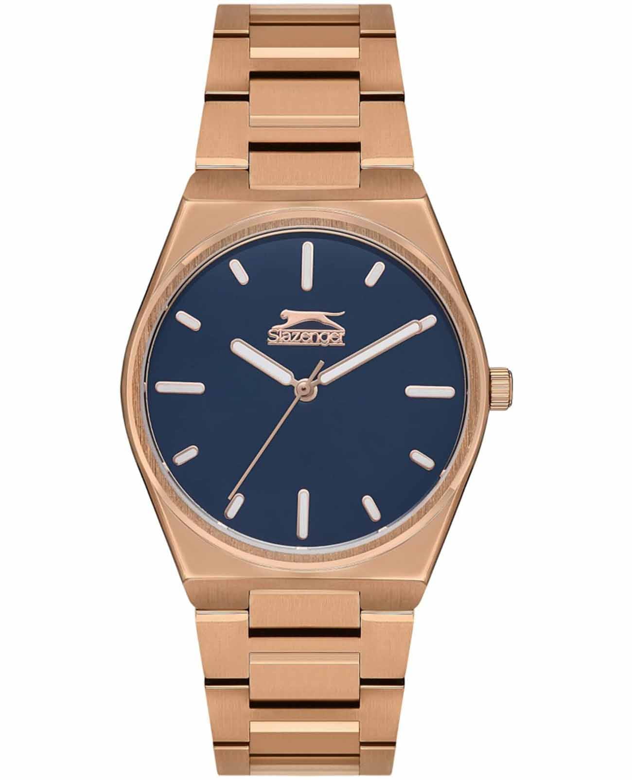 Slazenger Slazenger SL.09.2116.3.02  SL.09.2116.3.02 кварцевые женские часы синий циферблат, браслет суперметалл с ip покрытием — вид спереди
