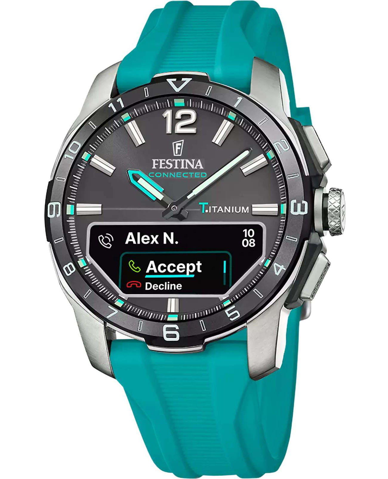 Festina Festina Connected D F23000/5  F23000/5 кварцевые мужские часы черный циферблат, браслет силикон — вид спереди