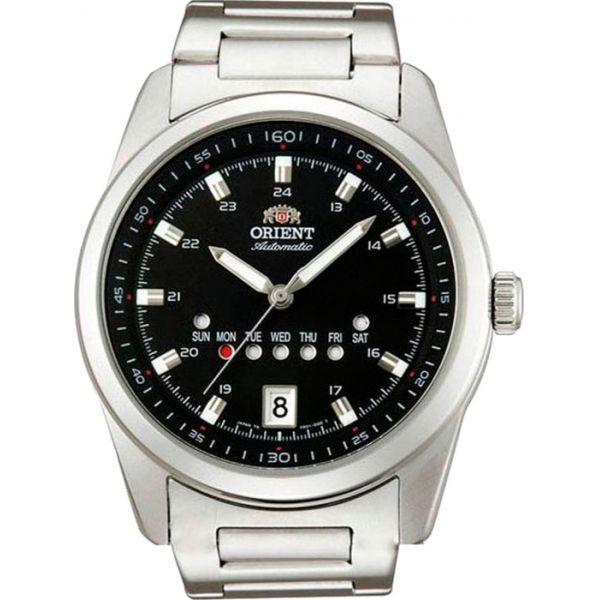Orient Orient FP01002B (FFP01002B)  FFP01002B механические мужские часы черный циферблат, браслет  — вид спереди