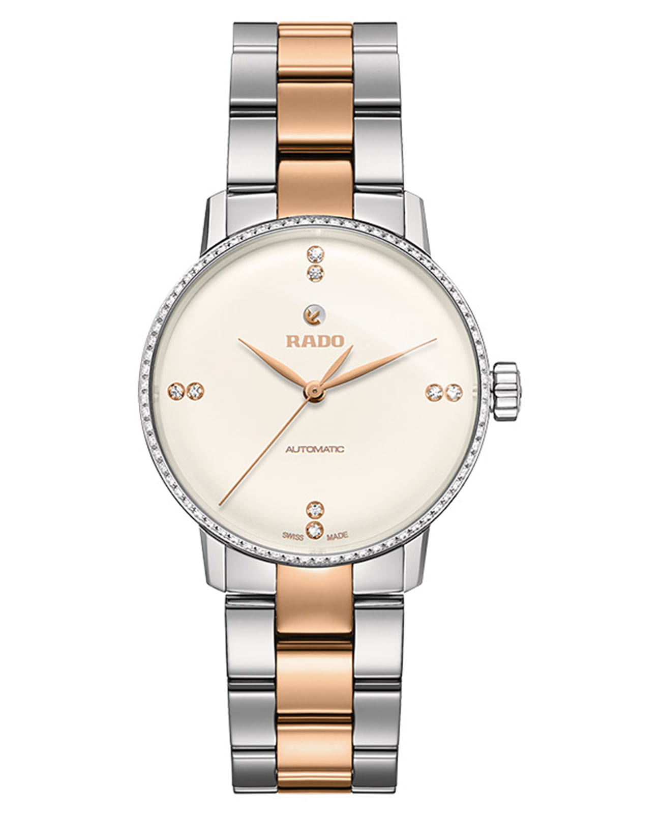 Rado Rado Coupole Classic R22875722 Classic R22875722 механические женские часы черный циферблат, браслет сталь + ceramos™ — вид спереди