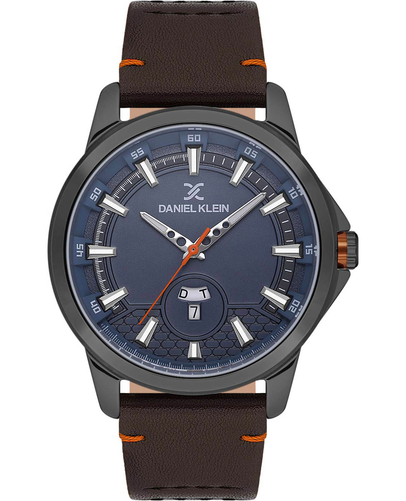 Daniel Klein Daniel Klein Premium DK.1.13737-3  DK.1.13737-3 кварцевые мужские часы синий циферблат, браслет кожаный — вид спереди