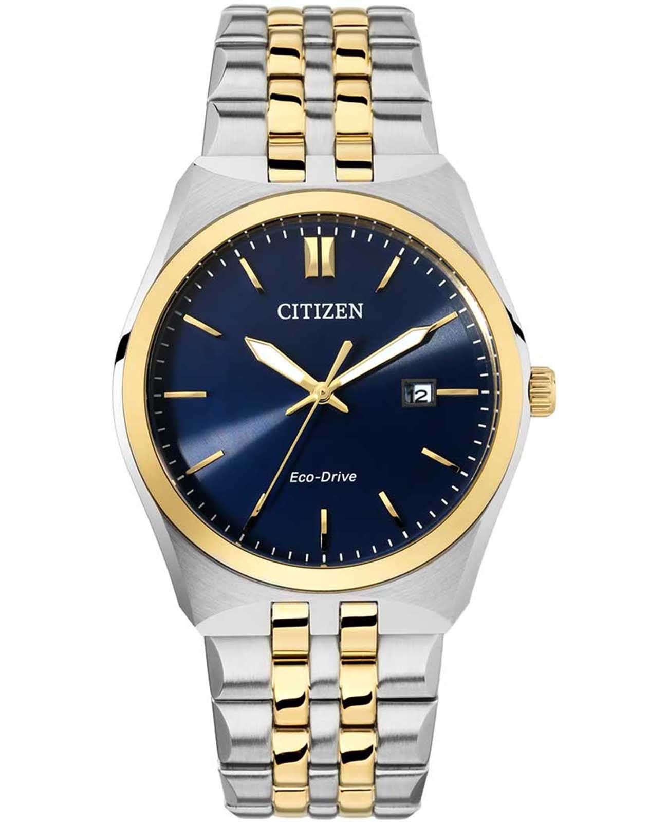 Citizen Citizen Eco-Drive BM7334-66L  BM7334-66L кварцевые мужские часы синий циферблат, браслет нержавеющая сталь с ip-покрытием — вид спереди