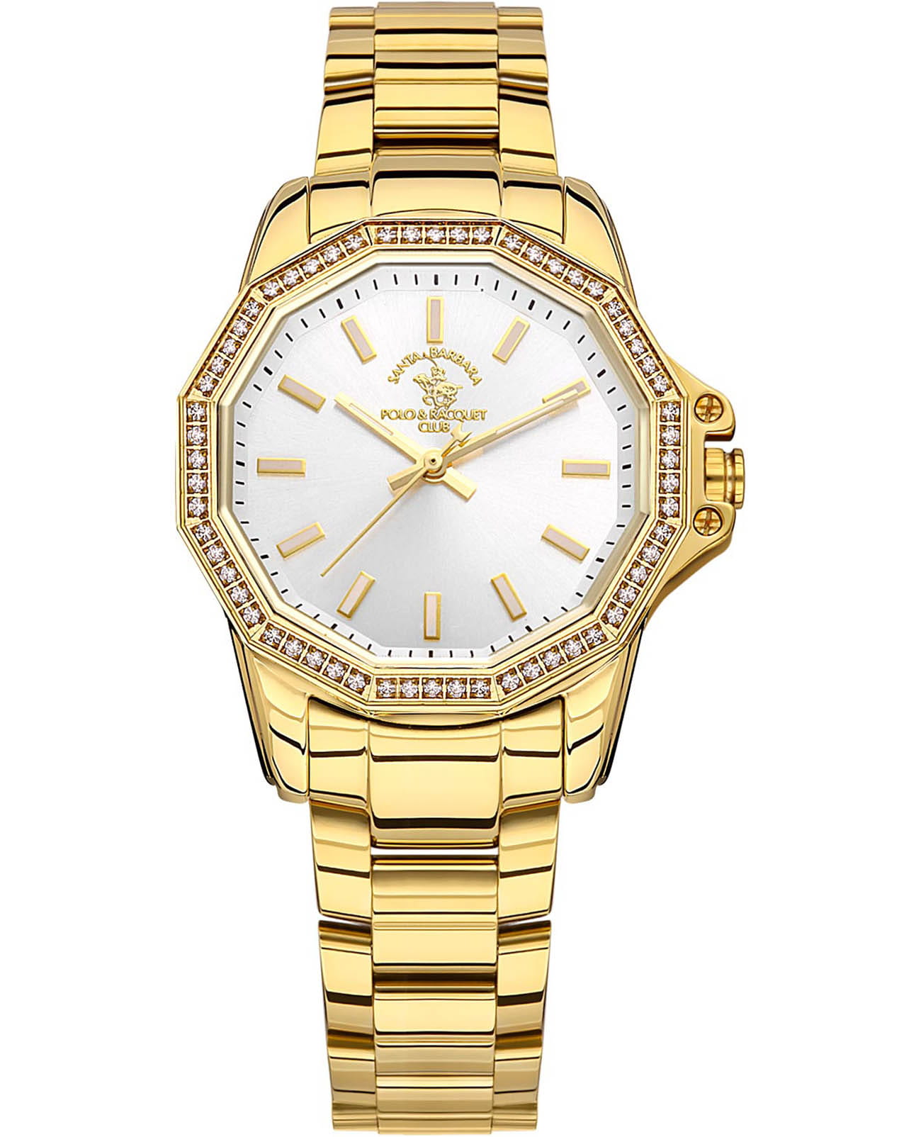 Santa Barbara Polo & Racquet Club Santa Barbara Polo & Racquet Club Unique SB.1.10491-2  SB.1.10491-2 кварцевые женские часы серебристый циферблат, браслет нержавеющая сталь с ip-покрытием — вид спереди