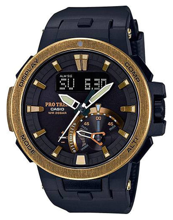 Casio Casio Pro Trek PRW-7000V-1D PRW PRW-7000V-1D кварцевые мужские часы черный циферблат, браслет полимер — вид спереди