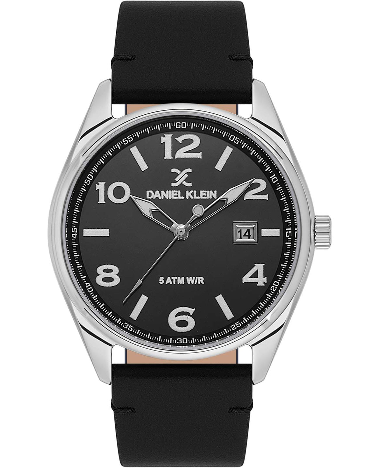 Daniel Klein Daniel Klein Premium DK.1.13732-1  DK.1.13732-1 кварцевые мужские часы черный циферблат, браслет кожаный — вид спереди