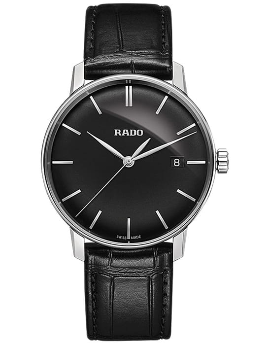 Rado Rado Coupole Classic Automatic R22864155 Classic R22864155 кварцевые мужские часы черный циферблат, браслет кожаный — вид спереди