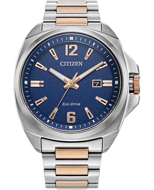 Citizen Citizen Eco-Drive AW1726-55L  AW1726-55L кварцевые мужские часы синий циферблат, браслет нержавеющая сталь с ip-покрытием — вид спереди