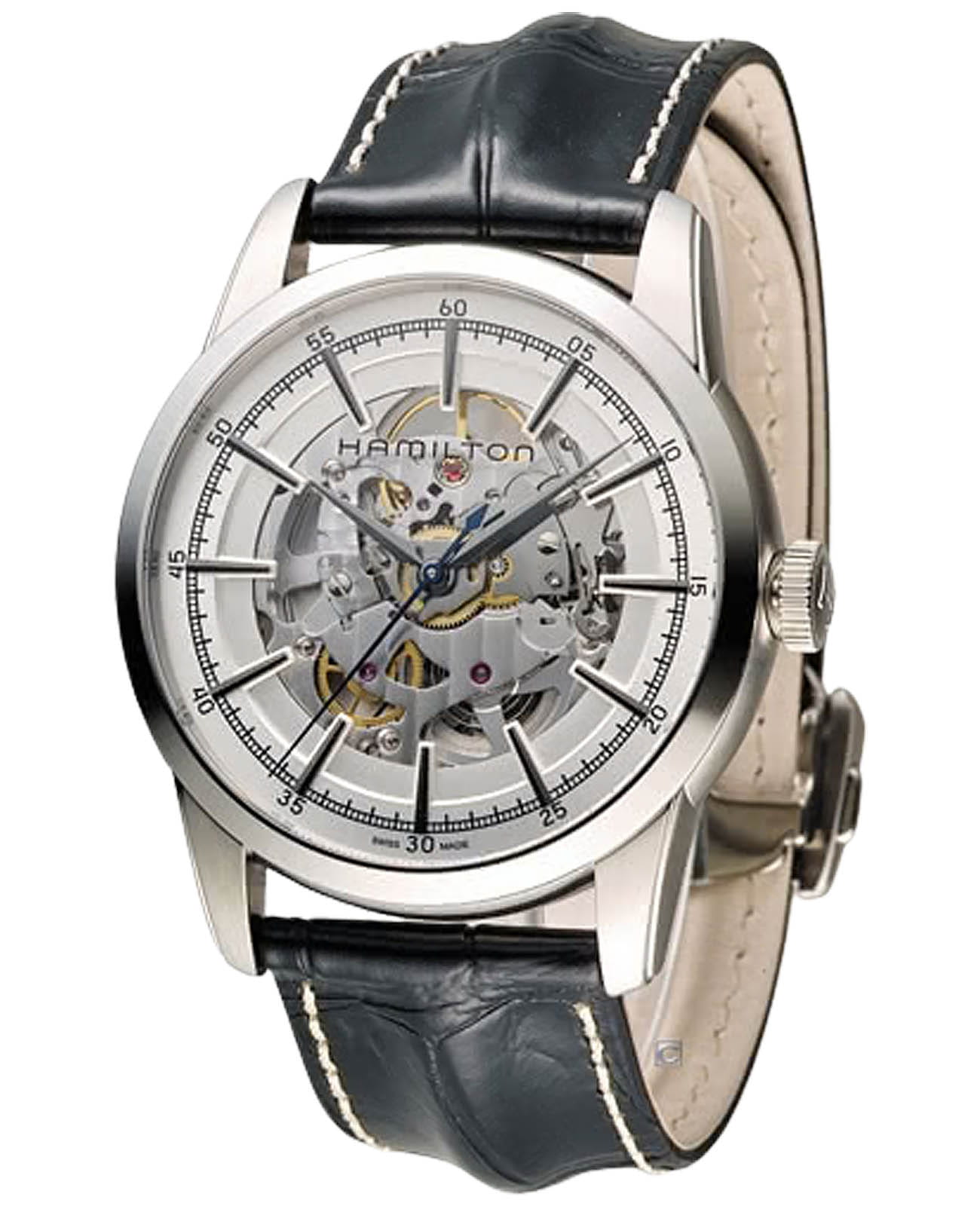 Hamilton Hamilton American Classic RailRoad Skeleton Auto H40655751 , наручные мужские часы фото под углом